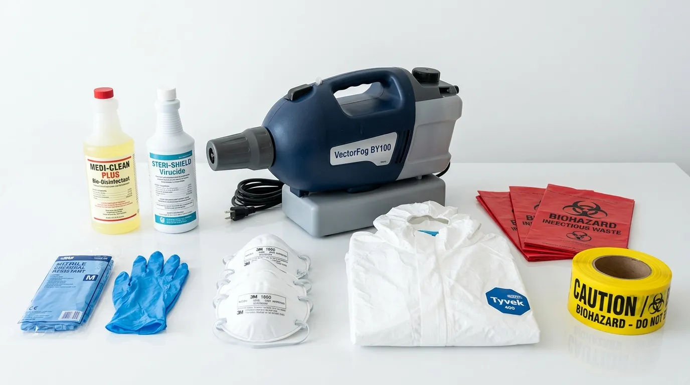 Professional biohazard remediation crew working in Buda